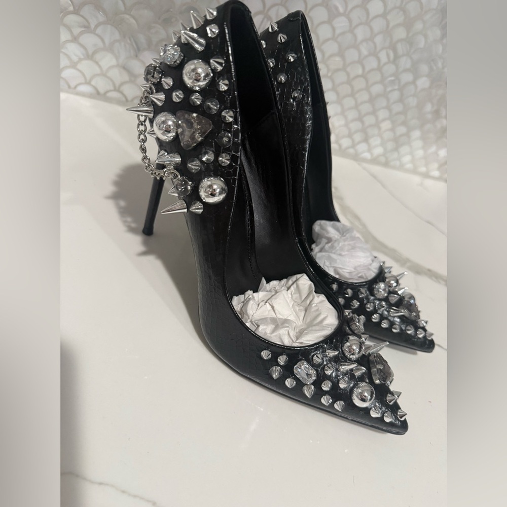Black Studded High Heels